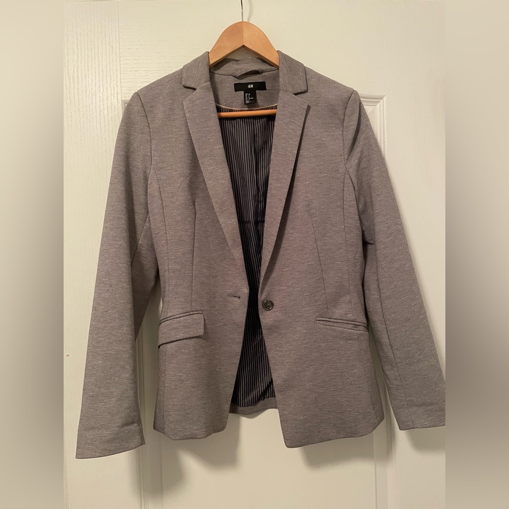 H&M Gray Blazer Tailored Suit Jacket